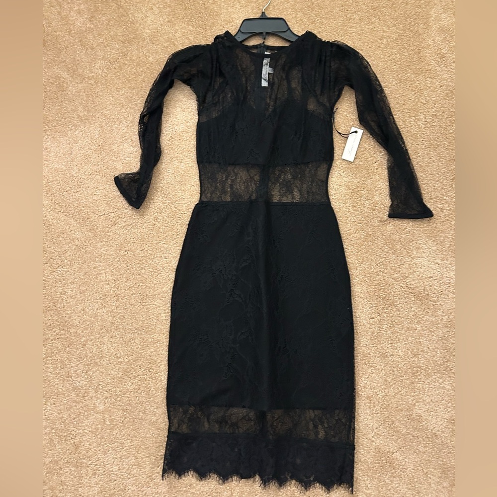 Lovers + Friends Black Long Sleeve Lace Dress